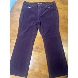 Lands End Corduroy Pants Women's Size 18 Bootcut Burgundy